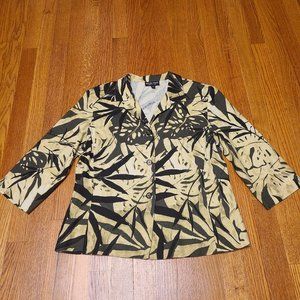 Ellen Figg Summer Jacket Linen Blend 3/4 Sleeve with shoulder pads